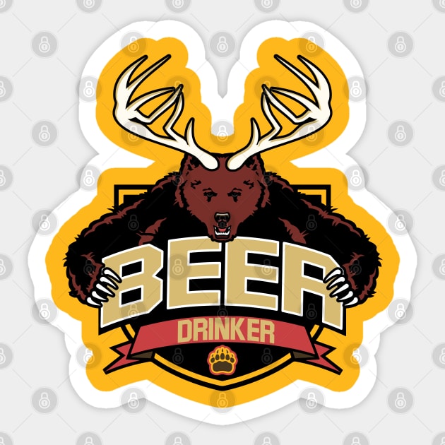 Bear Deer Beer Sticker by Olievera